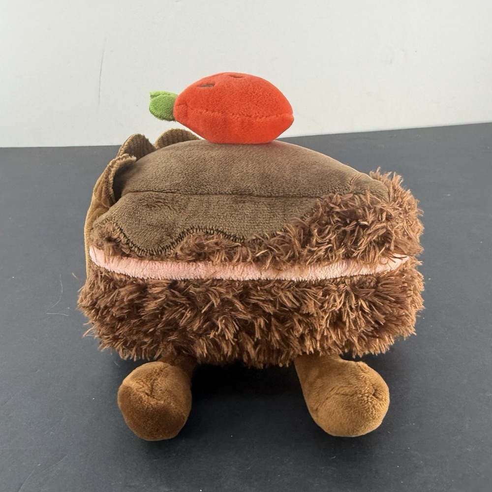 Gigglescape Chocolate Cake Plush Strawberry Topper Brown Shaggy Food Toy
